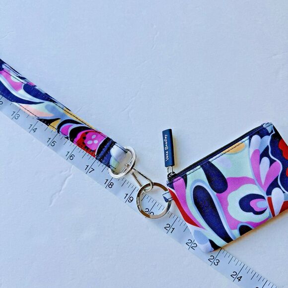 Vera Bradley Mod Paisley Zip Id Case W/ Detachable Lanyard EUC - Picture 2 of 5